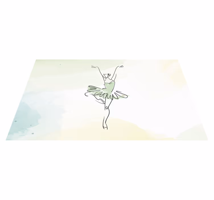 Ballerina i pose line art barn vinylmatta - Tenstickers