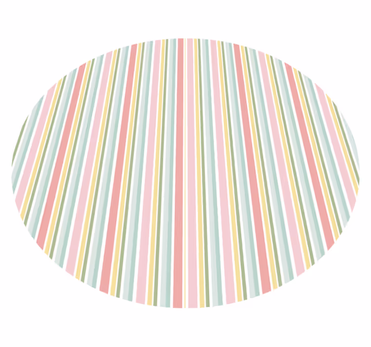 Horisontell pastell randig design cirkulär matta - Tenstickers
