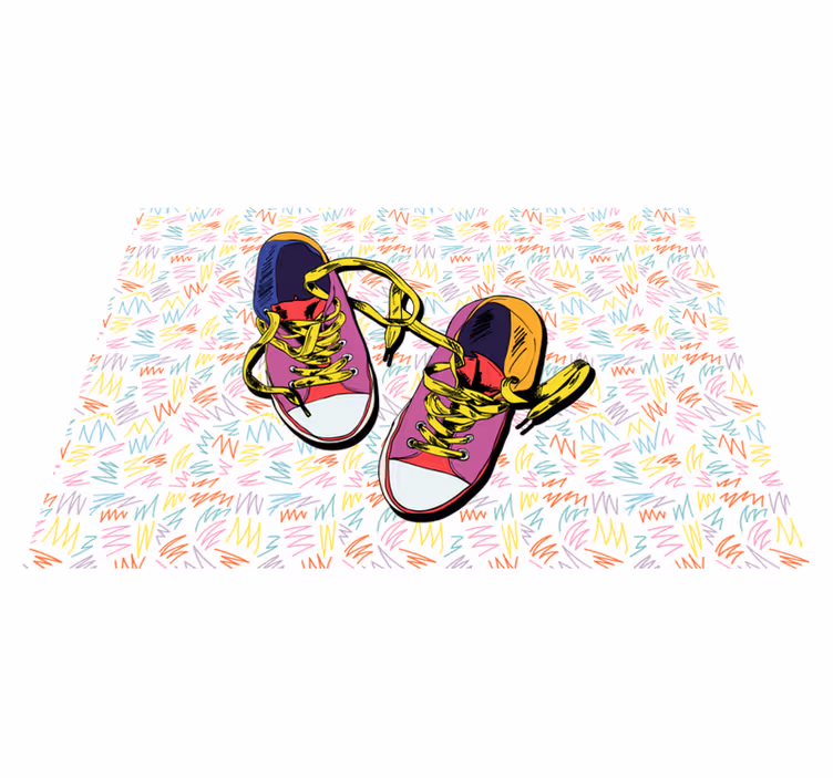 Färgglatt sneakermönster Vinylmatta Ungdom - Tenstickers