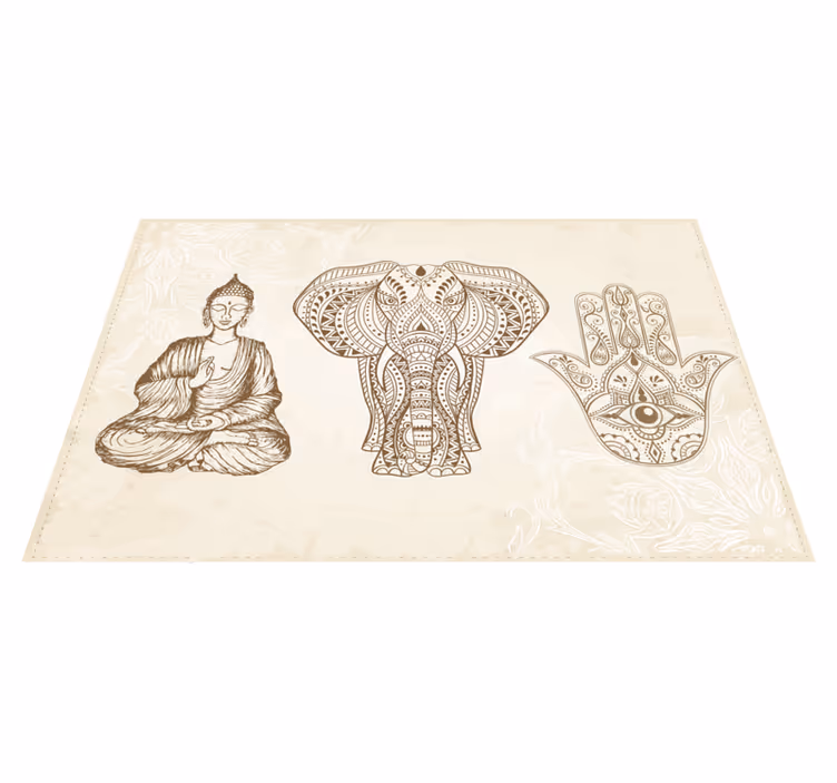 Buddha hamsa hand symbol etnisk matta - Tenstickers