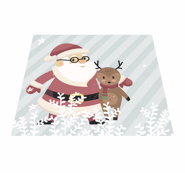 Jultomten och renar Vinylmatta Jul - Tenstickers