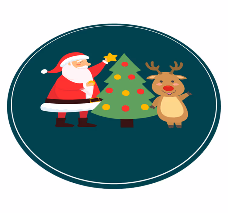 Festlig jultomtescen Vinylmatta Jul - Tenstickers