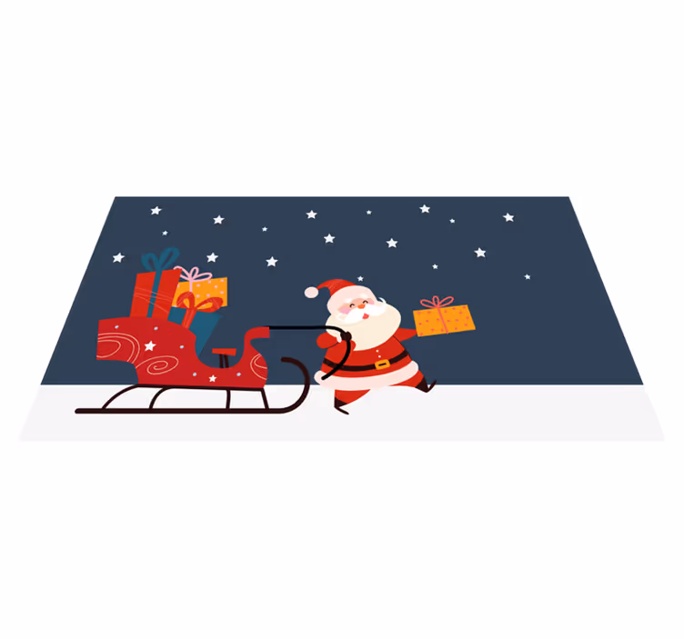 Släde med gåvor santa christmas vinylmatta - Tenstickers