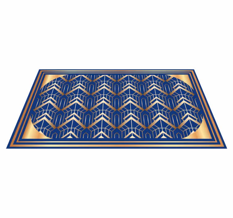 Modern konst blå och gyllene deco geometriska mattor - Tenstickers