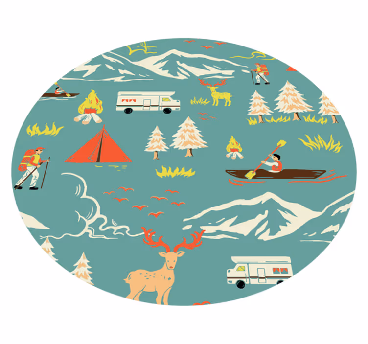 Camping kille, träd och rutt barn vinyl matta - Tenstickers