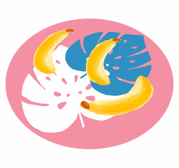 Banan på rosa bakgrund vintage matta - Tenstickers