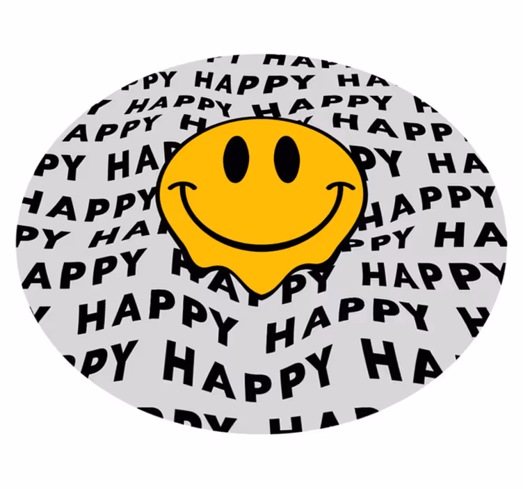 Stor smiley glad ansikte vintage matta - Tenstickers