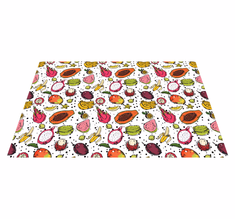Tropisk frukt mönster Vinylmatta blommor och växter - Tenstickers