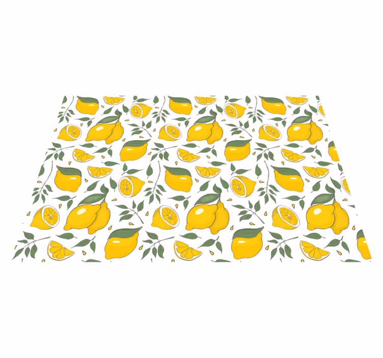 Citron blommönster Vinylmatta Kök - Tenstickers