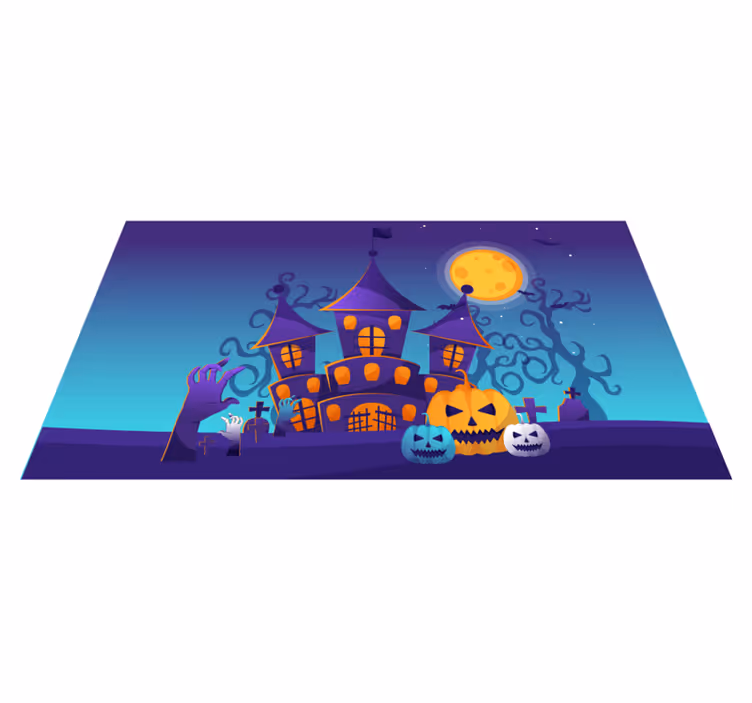 Spökslottsscen Vinylmatta Halloween - Tenstickers