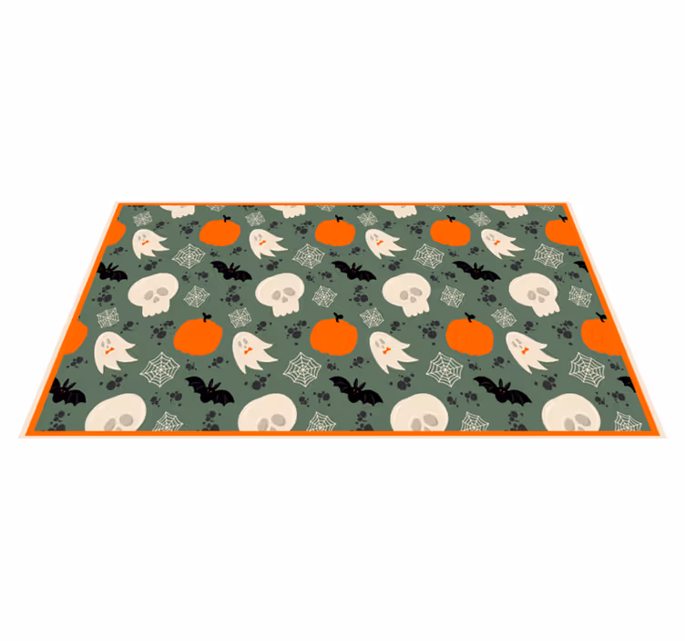 Kusligt pumpamönster Vinylmatta Halloween - Tenstickers