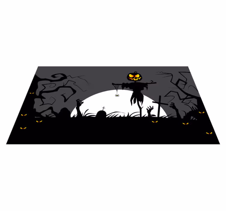 Kuslig kyrkogårdsmiljö Vinylmatta Halloween - Tenstickers