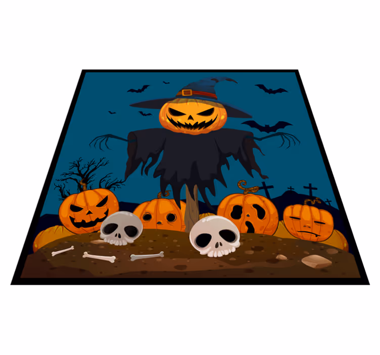 Spöklik pumpa-scen Vinylmatta Halloween - Tenstickers