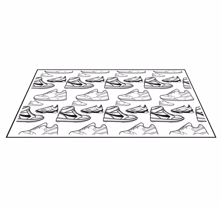 Sneakerkonturmönster Vinylmatta Ungdom - Tenstickers