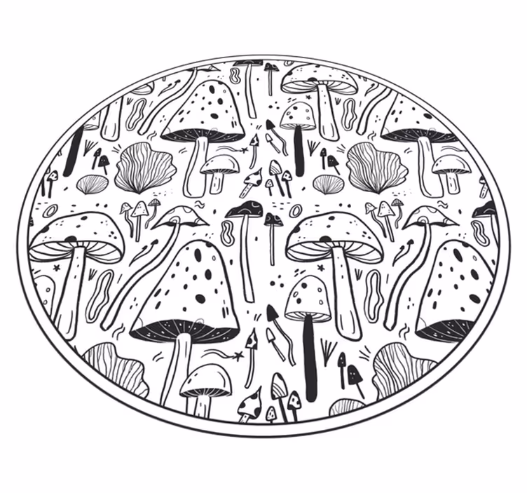 Svarta och vita svampar Vinylmatta natur - Tenstickers