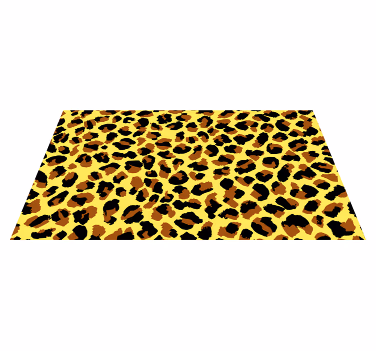 Svart och gult leopardmönster vintagematta - Tenstickers