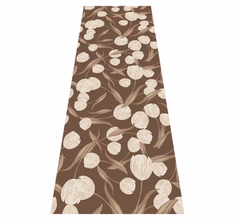 Elegant beige tulpan mönster blommig matta - Tenstickers