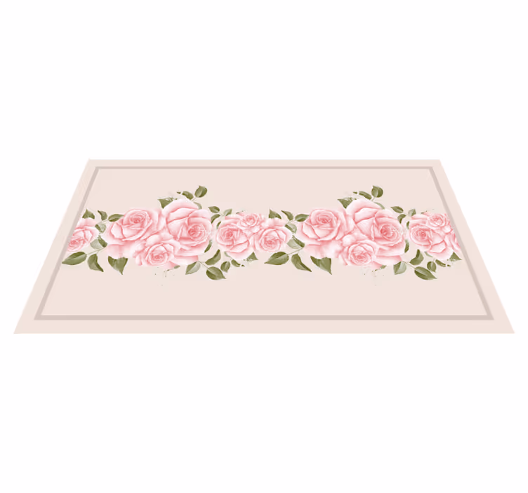 Rosa ros bård Vinylmatta blommor och växter - Tenstickers