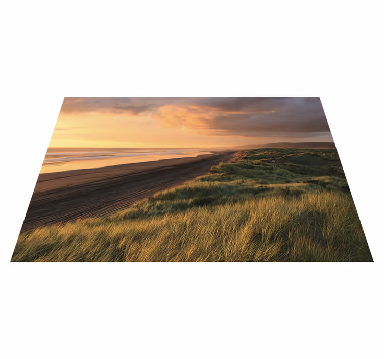 Solnedgångsstrandlandskap Vinylmatta natur - Tenstickers