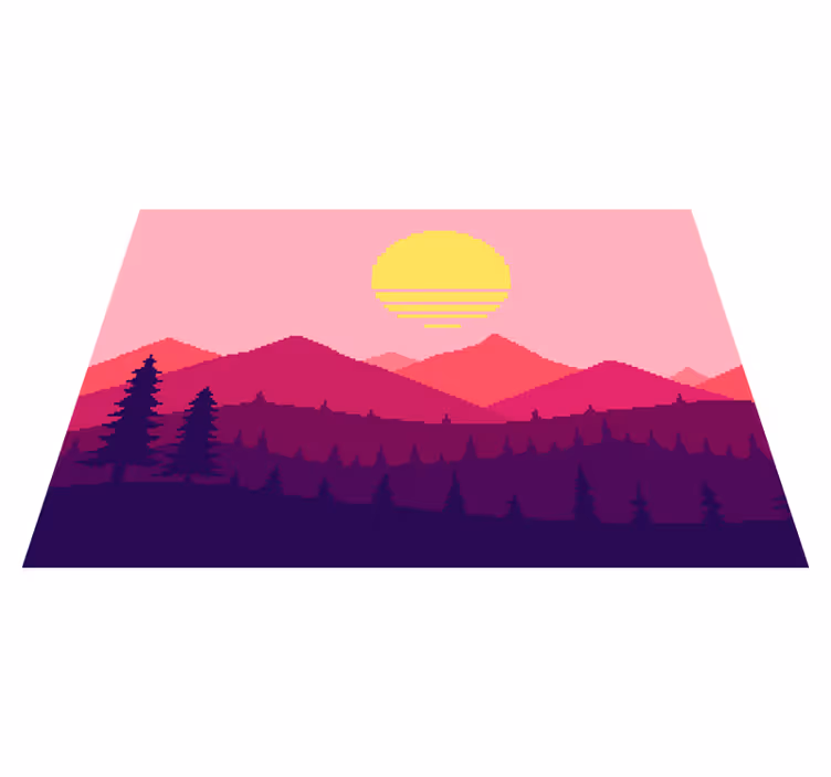 Solnedgång bergsutsikt Vinylmatta natur - Tenstickers