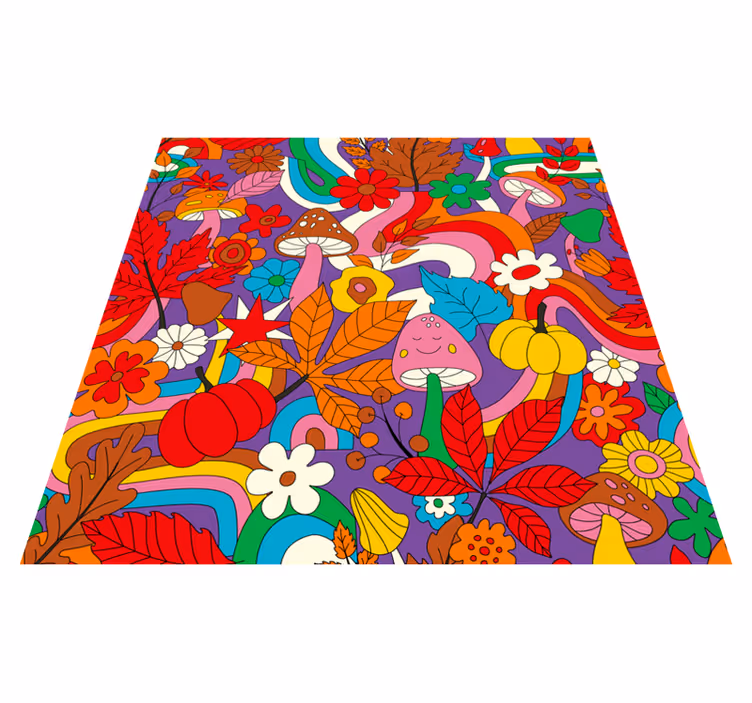 Flower power retro mönster blommig matta - Tenstickers