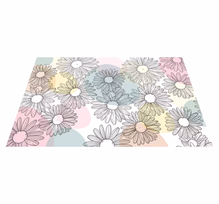 Kawaii stil former och blommor modern matta - Tenstickers