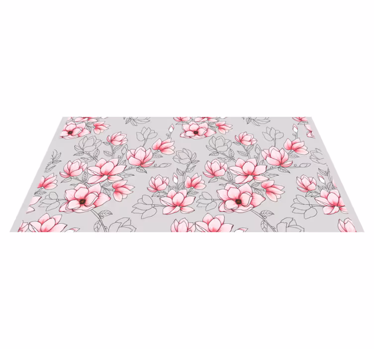 Rosa blommönster Vinylmatta blommor och växter - Tenstickers