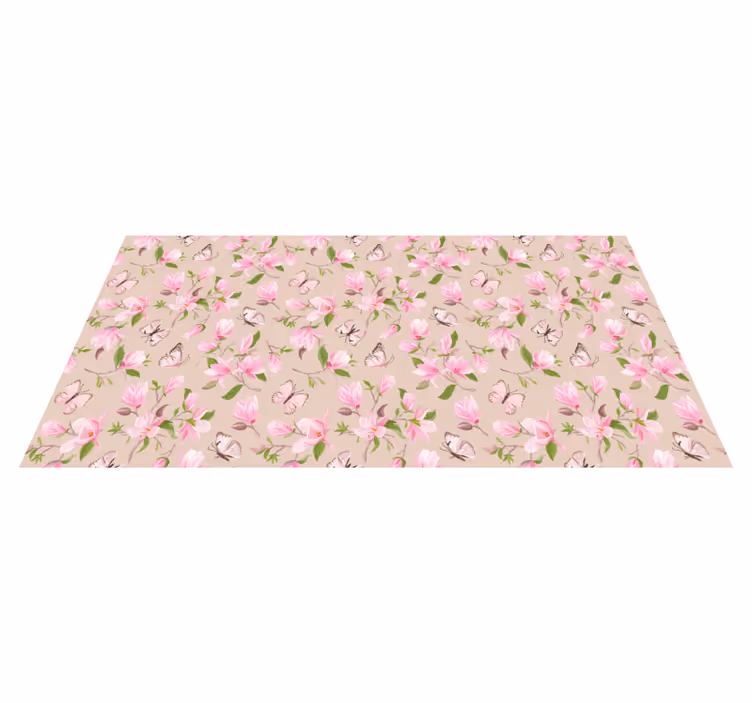 Tema med blommande fjäril Vinylmatta blommor och växter - Tenstickers