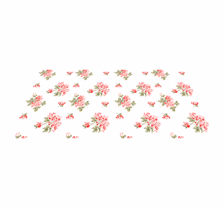 Shabby chic med vertikala rosa linjer blommig matta - Tenstickers