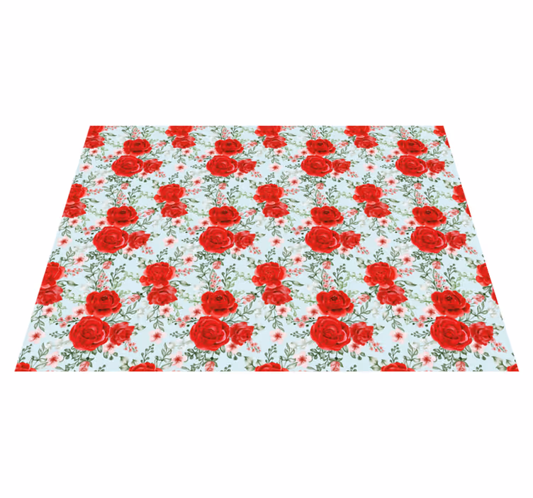 Röd Blommig Elegans Vinylmatta blommor och växter - Tenstickers