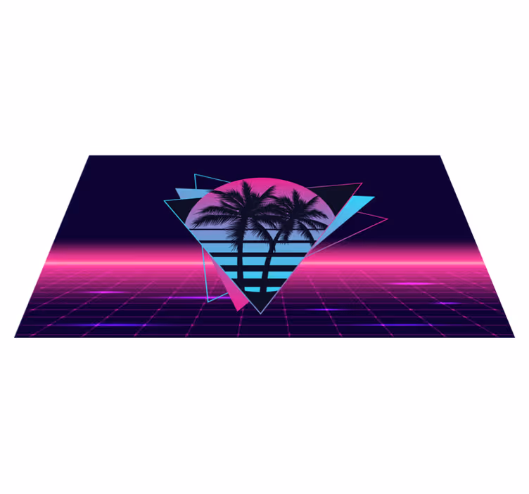 Retro neon palmer Vinylmatta årgång - Tenstickers