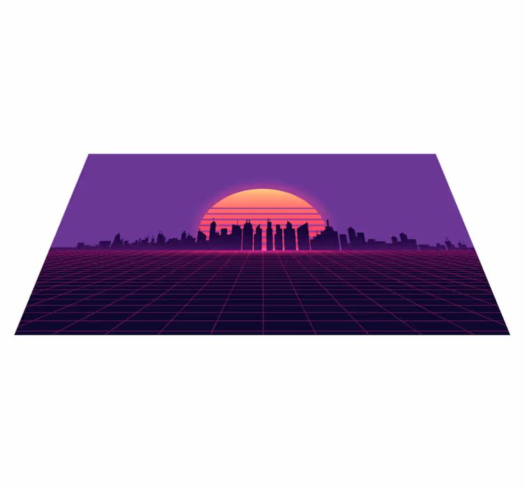 Retro solnedgång rutnät Vinylmatta modern - Tenstickers