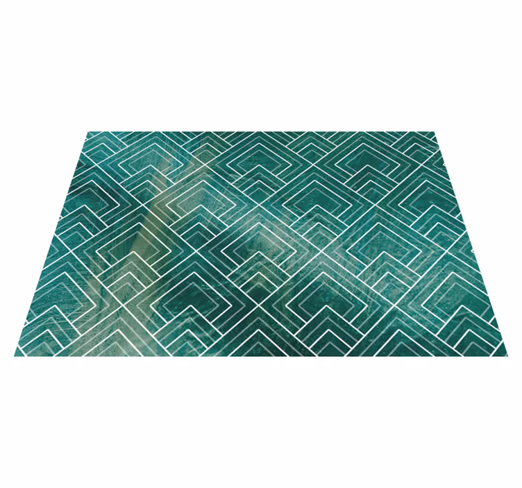 Geometrisk grön chevron Vinylmatta kakeleffekt - Tenstickers