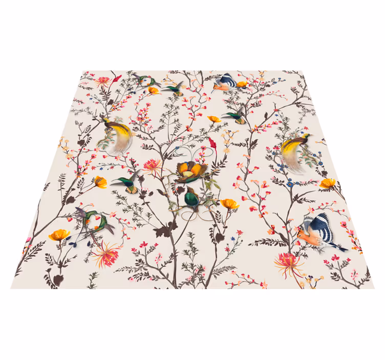 Vintage vinylmatta med naturalistisk blomdesign - Tenstickers