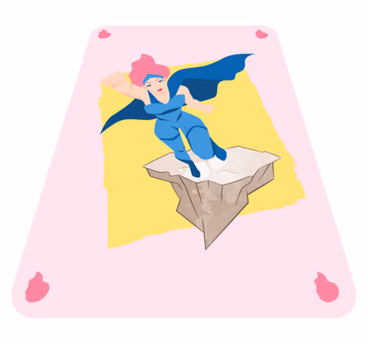 Superhjälte tjej rosa hår barn vinyl matta - Tenstickers