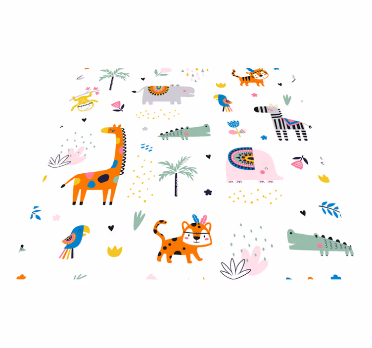 Glada safari-tema Vinylmatta daghem - Tenstickers