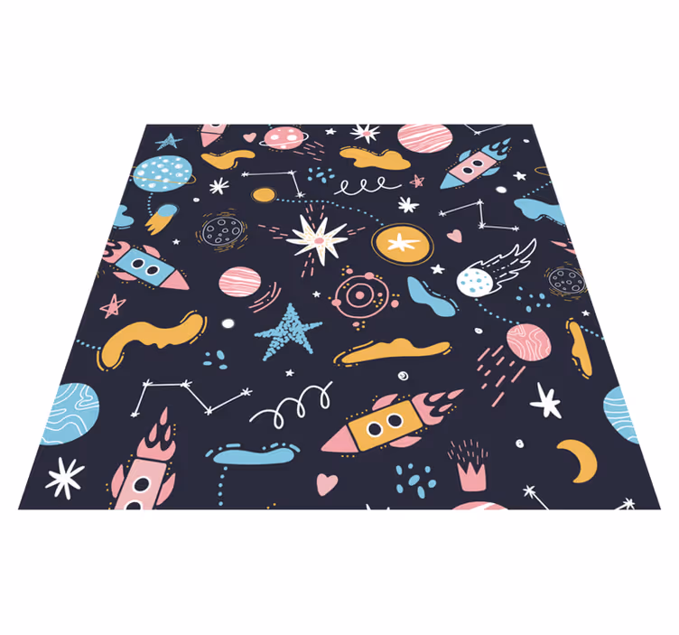 Kosmiskt rymdäventyr Vinylmatta Barn - Tenstickers