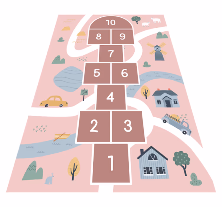 Hopscotch rosa väg baby lekmatta - Tenstickers