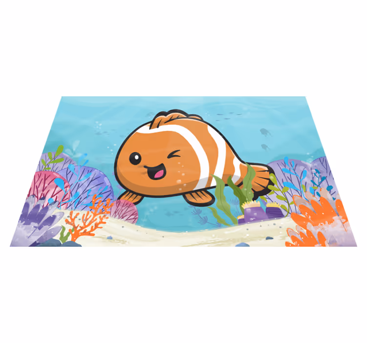 Animerade vattenlevande äventyr Vinylmatta Barn - Tenstickers