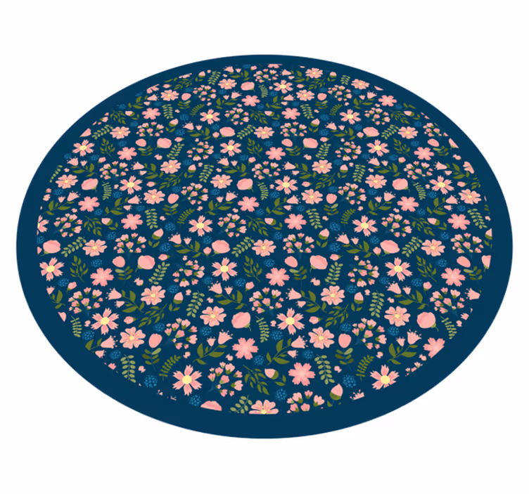 Blommigt cirkulärt mönster Vinylmatta blommor och växter - Tenstickers