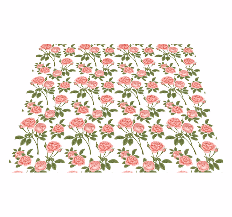 Botaniska rosmönster Vinylmatta blommor och växter - Tenstickers