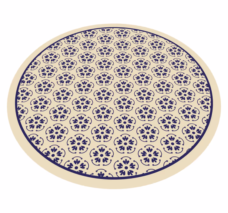 Cirkulärt mosaikmönster Vinylmatta blommor och växter - Tenstickers