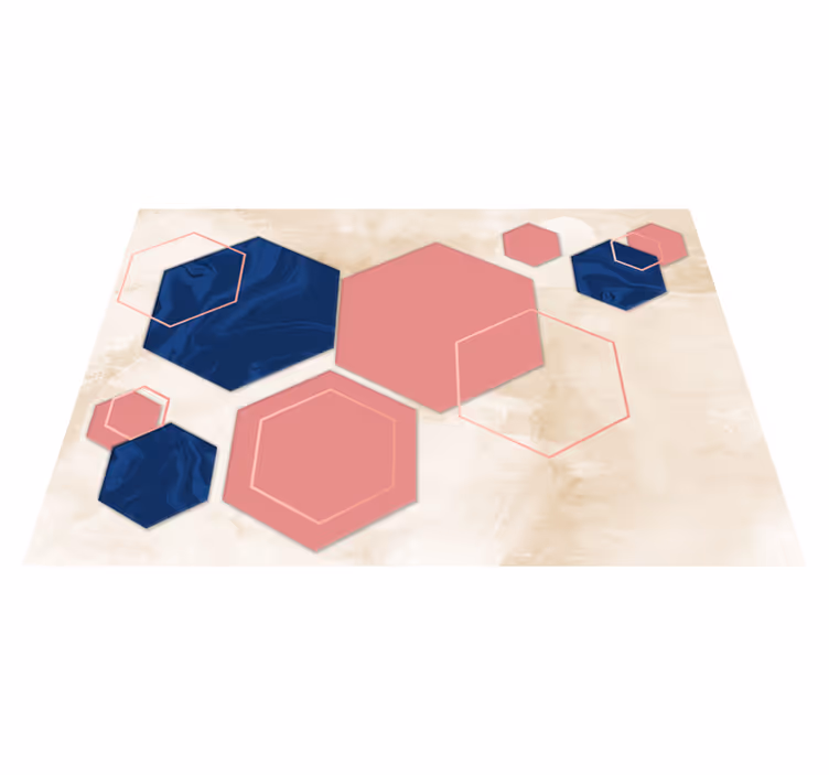 Pastell hexagoner geometrisk konst vardagsrum matta - Tenstickers