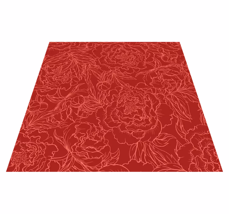 Rött blommönster Vinylmatta blommor och växter - Tenstickers