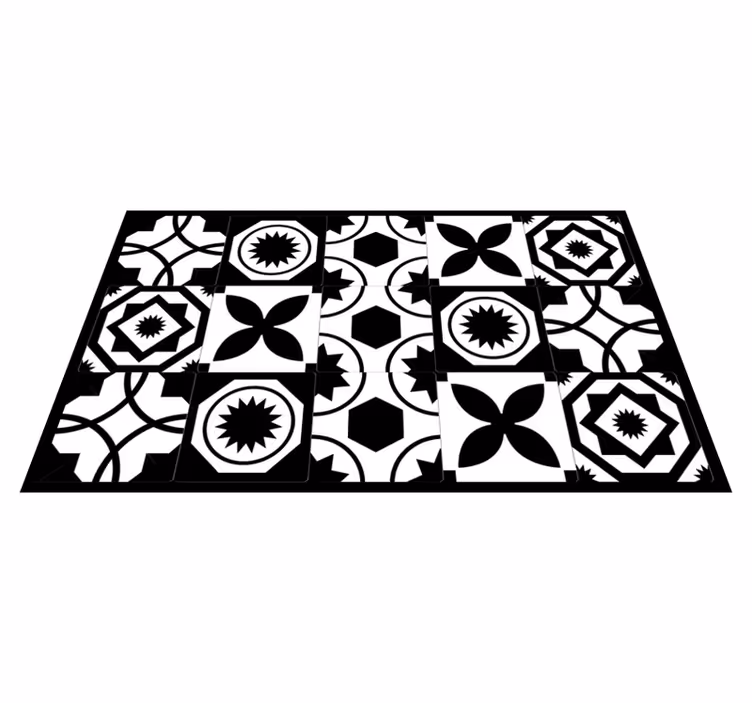 Svart och vit klassisk design kakelmatta - Tenstickers