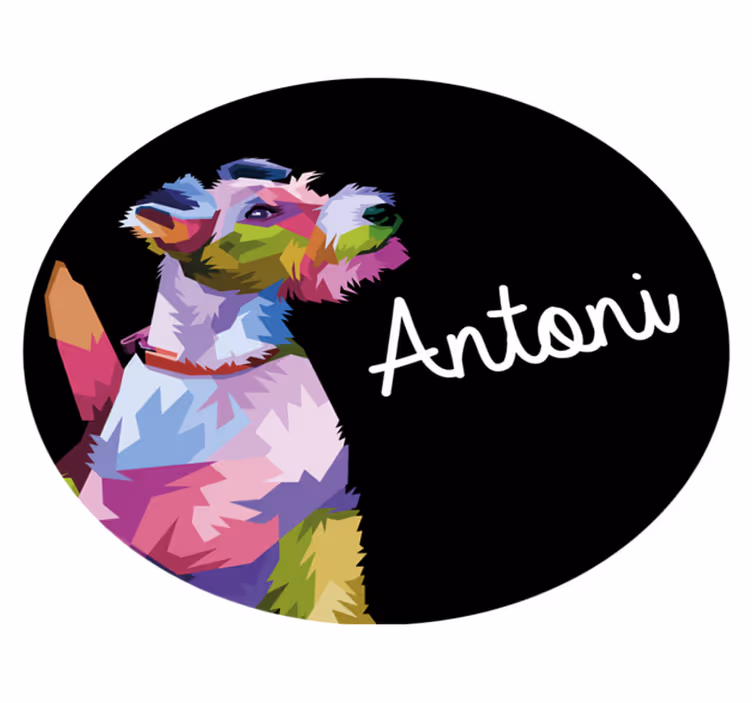 Färgglada hundporträtt Vinylmatta namn - Tenstickers