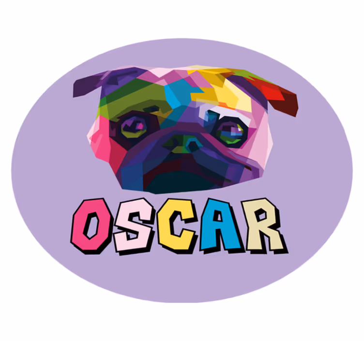 Geometrisk hund illustration Vinylmatta namn - Tenstickers