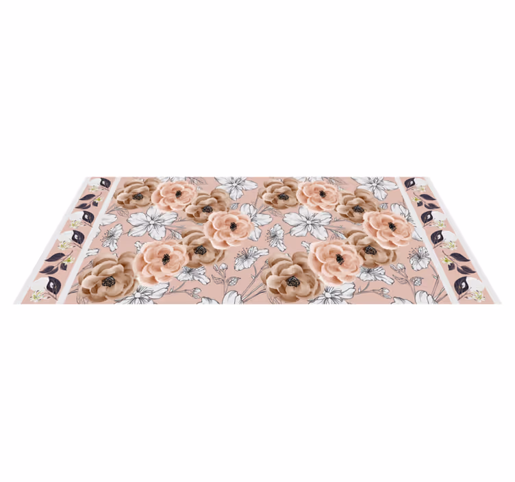 Olika blommor linjer vinyl matta - Tenstickers