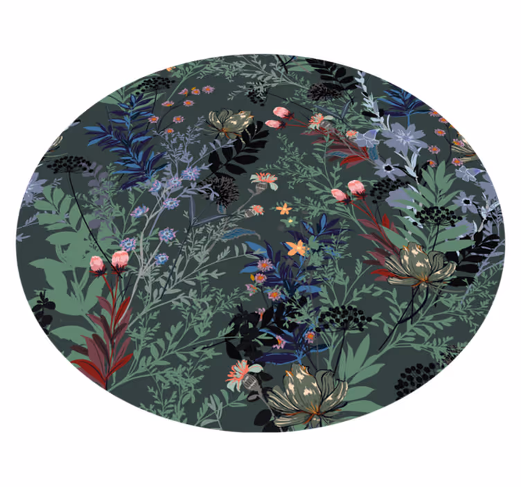 Mörka blad mönster blommig matta - Tenstickers