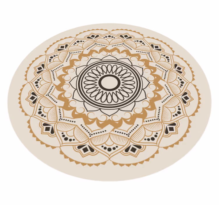 Beige mandala cirkulär design vinylmatta - Tenstickers